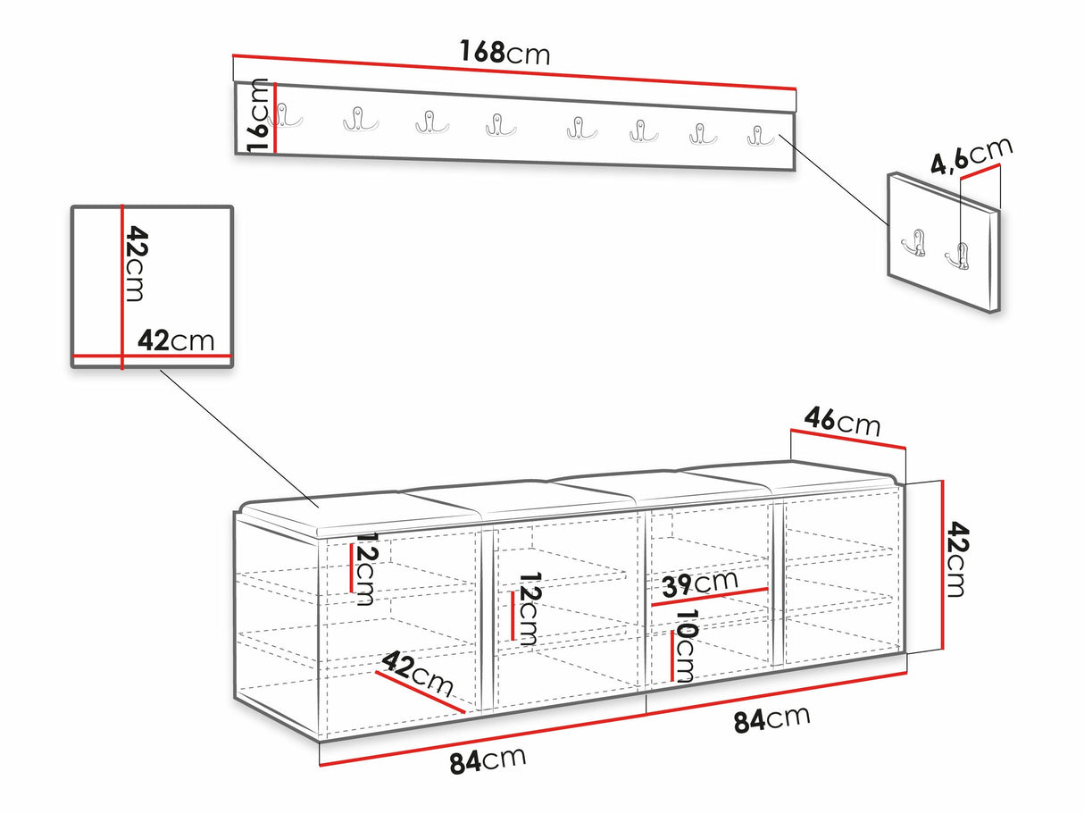 Előszoba garnitúra ORION VII (Tavasz VII), Keret színe: Fehér, Puha falpanel színe: Manila 02 4474612