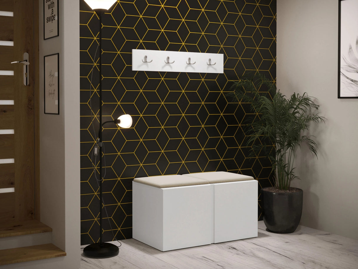 Előszoba garnitúra ORION VI (Tavasz VI), Keret színe: Fehér, Puha falpanel színe: Manila 02 4475108