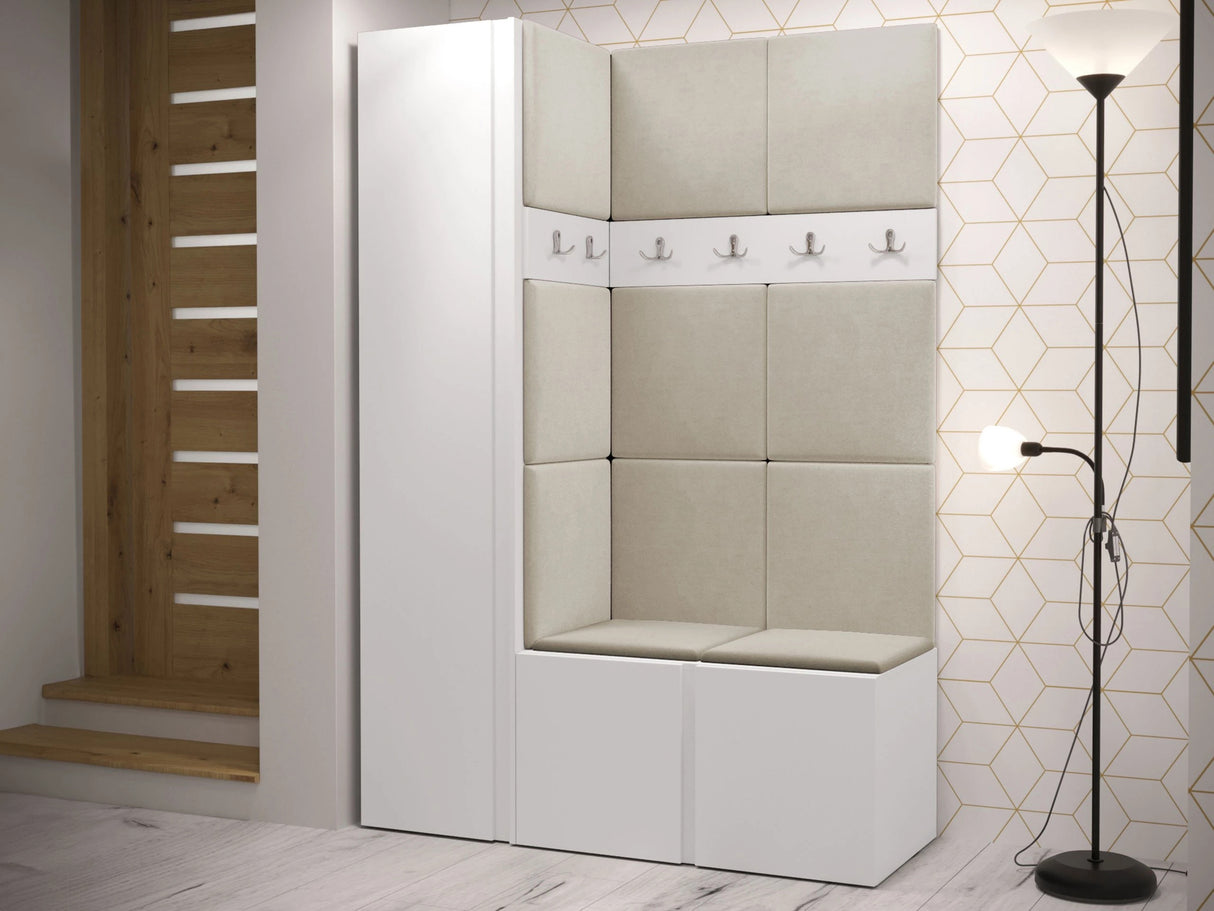 Előszoba garnitúra ORION IX (Tavasz IX), Keret színe: Fehér, Puha falpanel színe: Manila 02 4476382