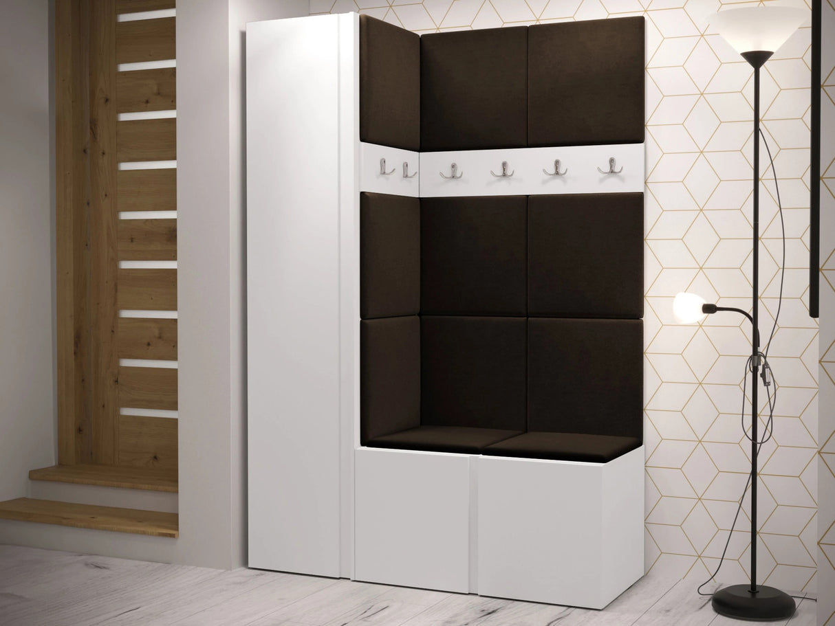 Előszoba garnitúra ORION IX (Tavasz IX), Keret színe: Fehér, Puha falpanel színe: Manila 04 4476486