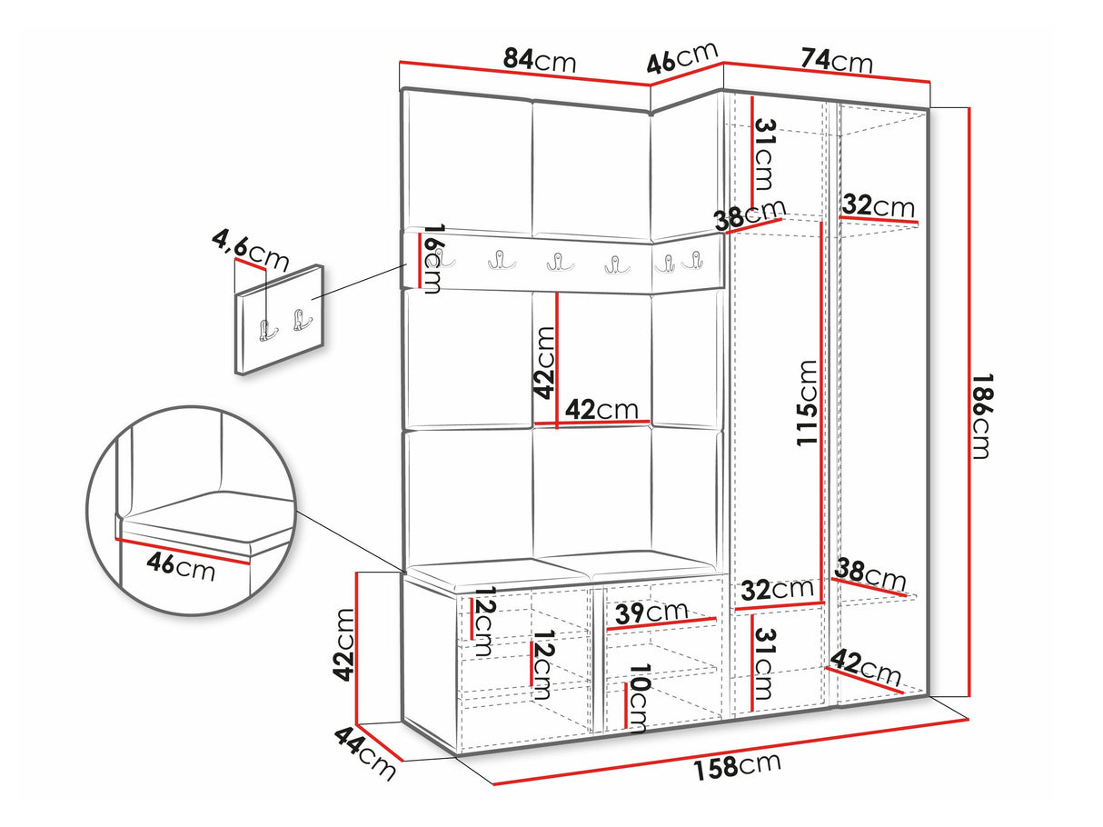 Előszoba garnitúra ORION XII (Tavasz XII), Keret színe: Artisan tölgy, Puha falpanel színe: Manila 02 4477928