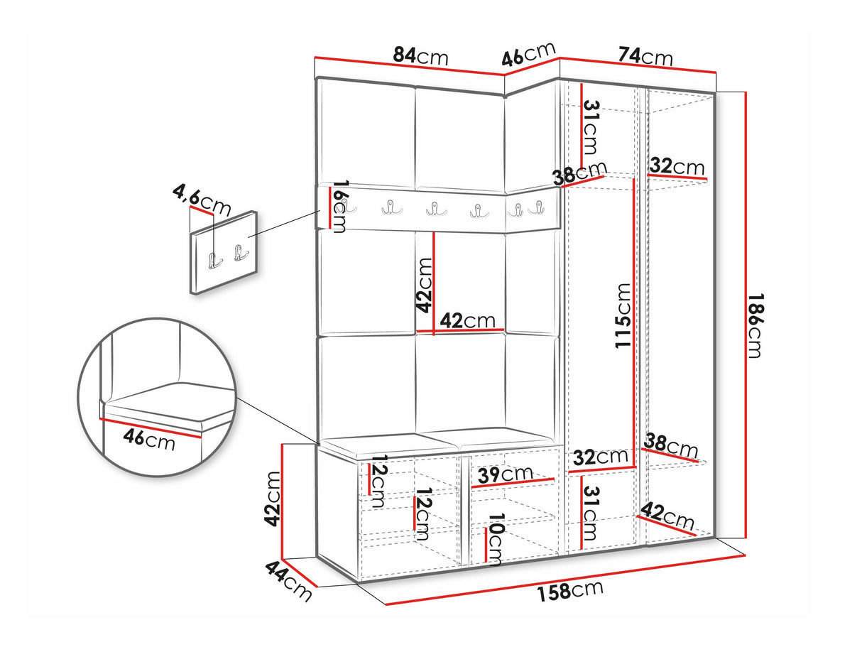 Előszoba garnitúra ORION XII (Tavasz XII), Keret színe: Artisan tölgy, Puha falpanel színe: Manila 11 4477938