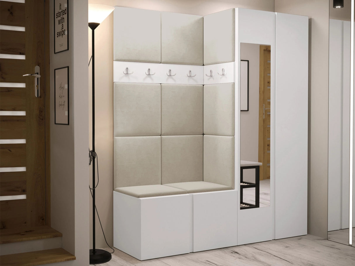 Előszoba garnitúra ORION XII (Tavasz XII), Keret színe: Fehér, Puha falpanel színe: Manila 02 4478133