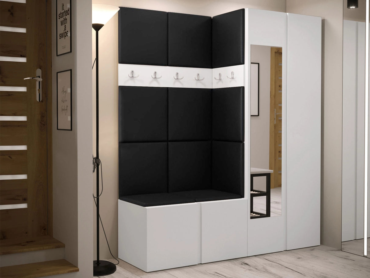 Előszoba garnitúra ORION XII (Tavasz XII), Keret színe: Fehér, Puha falpanel színe: Lágy öko-bőr 011 4478191