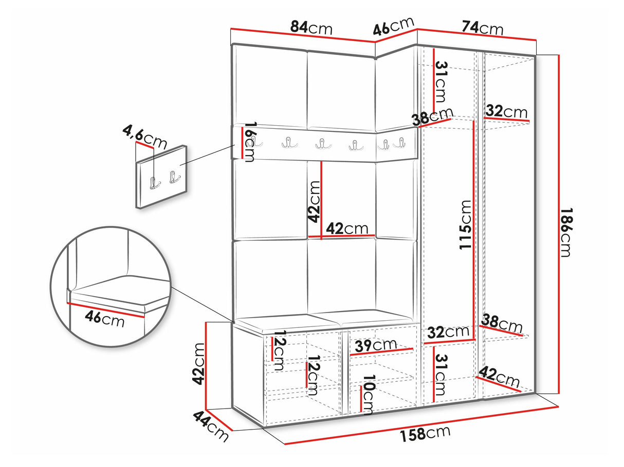 Előszoba garnitúra ORION XII (Tavasz XII), Keret színe: Artisan tölgy, Puha falpanel színe: Manila 32 4478263