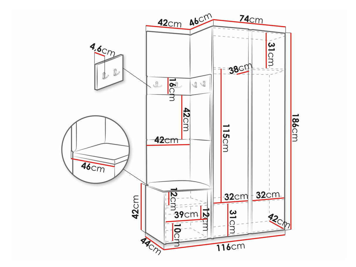 Előszoba garnitúra ORION XXVI (Tavasz XXVI), Keret színe: Grafit, Puha falpanel színe: Soft 017 4478627