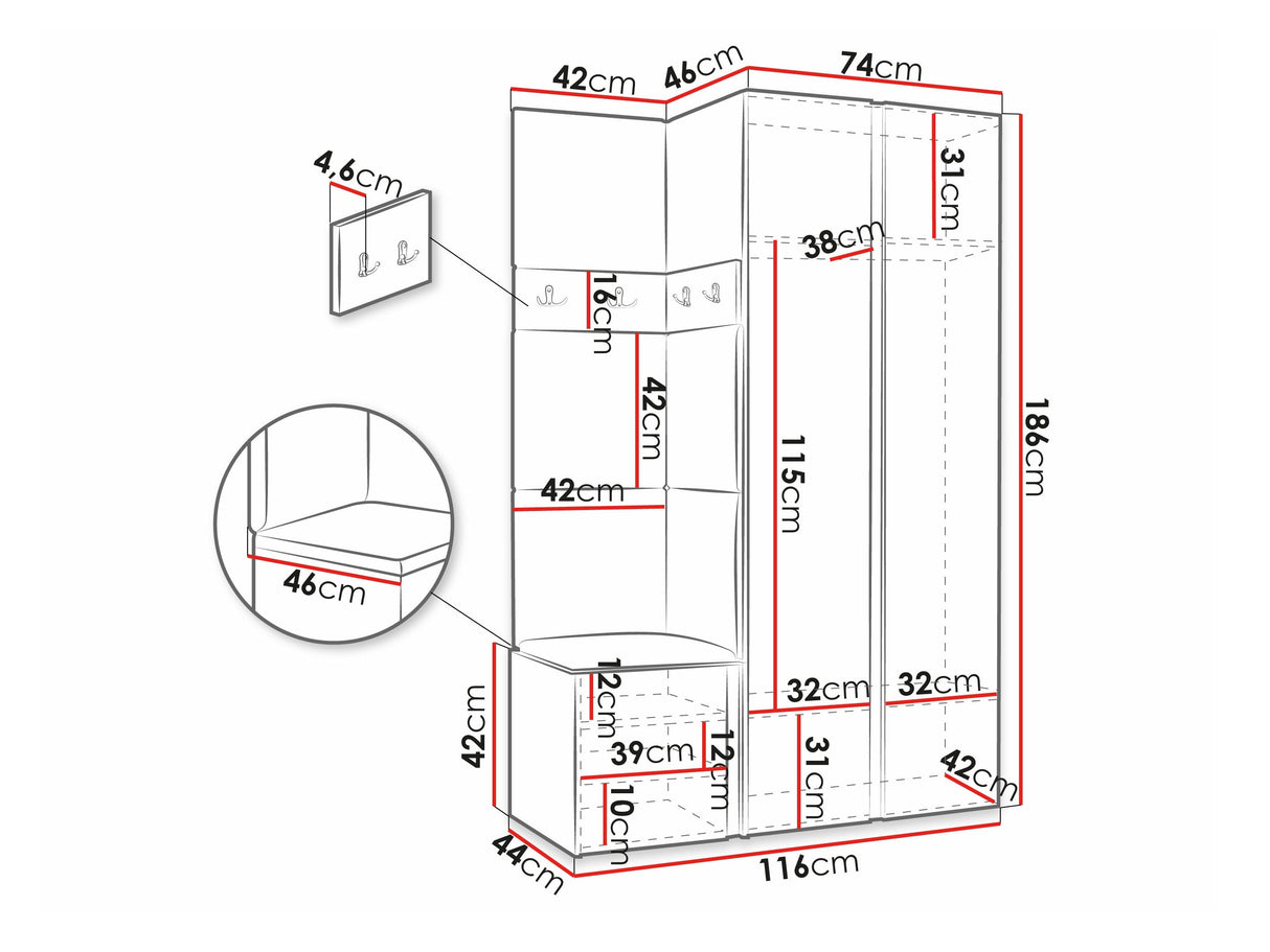 Előszoba garnitúra ORION XXVI (Tavasz XXVI), Keret színe: Artisan tölgy +, Puha falpanel színe: Soft 017 4478671