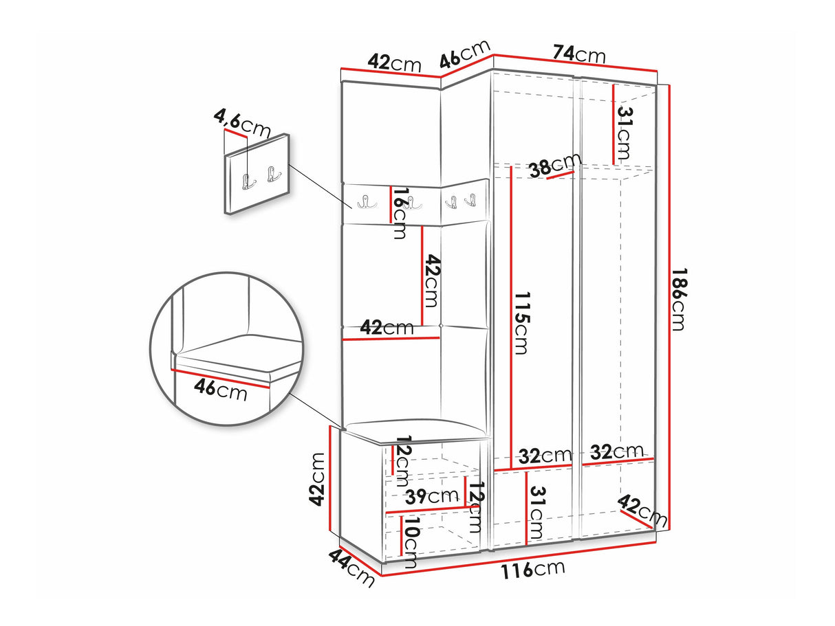 Előszoba garnitúra ORION XXVI (Tavasz XXVI), Keret színe: Artisan tölgy +, Puha falpanel színe: Manila 09 4478675