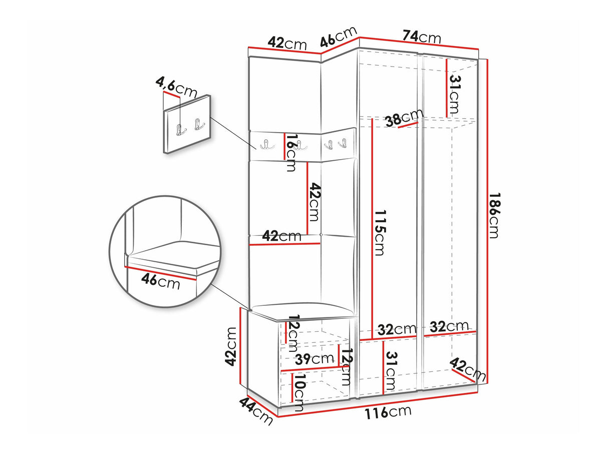 Előszoba garnitúra ORION XXVI (Tavasz XXVI), Keret színe: Artisan tölgy +, Puha falpanel színe: Manila 32 4478706