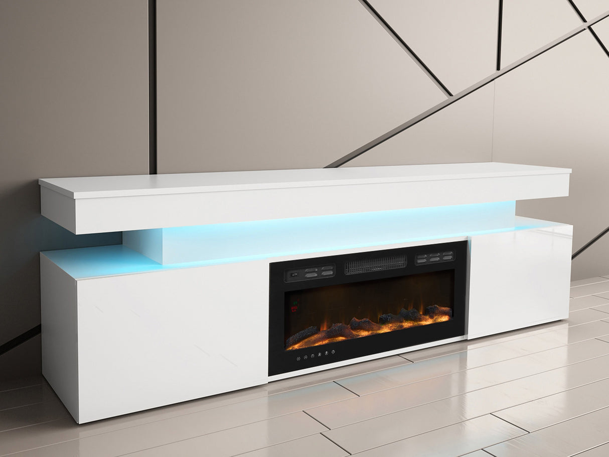 TV-állvány RTV EF 2D GLOSSA + + (Lestirola), Szín: Fehér + Fényes fehér 4479266