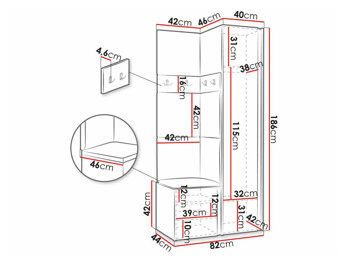 Előszoba garnitúra ORION XXV (Tavasz XXV), Keret színe: Artisan tölgy +, Puha falpanel színe: Abriamo 3 4483495
