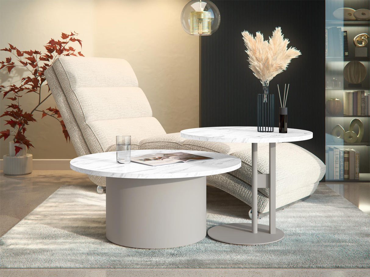 Dohányzóasztal szett MONAR, színe: Fehér márvány