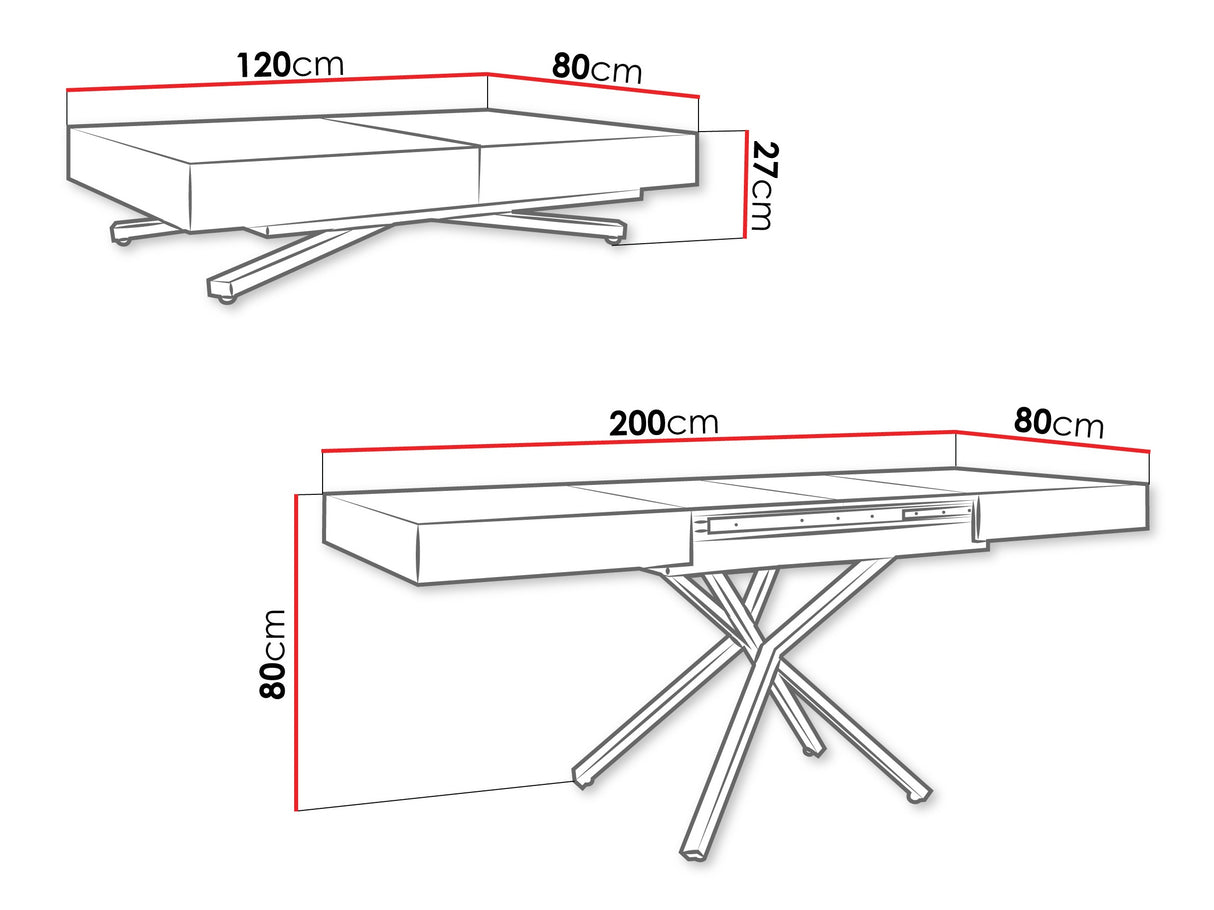 Kihajtható dohányzóasztal SANNA X, színe: márvány