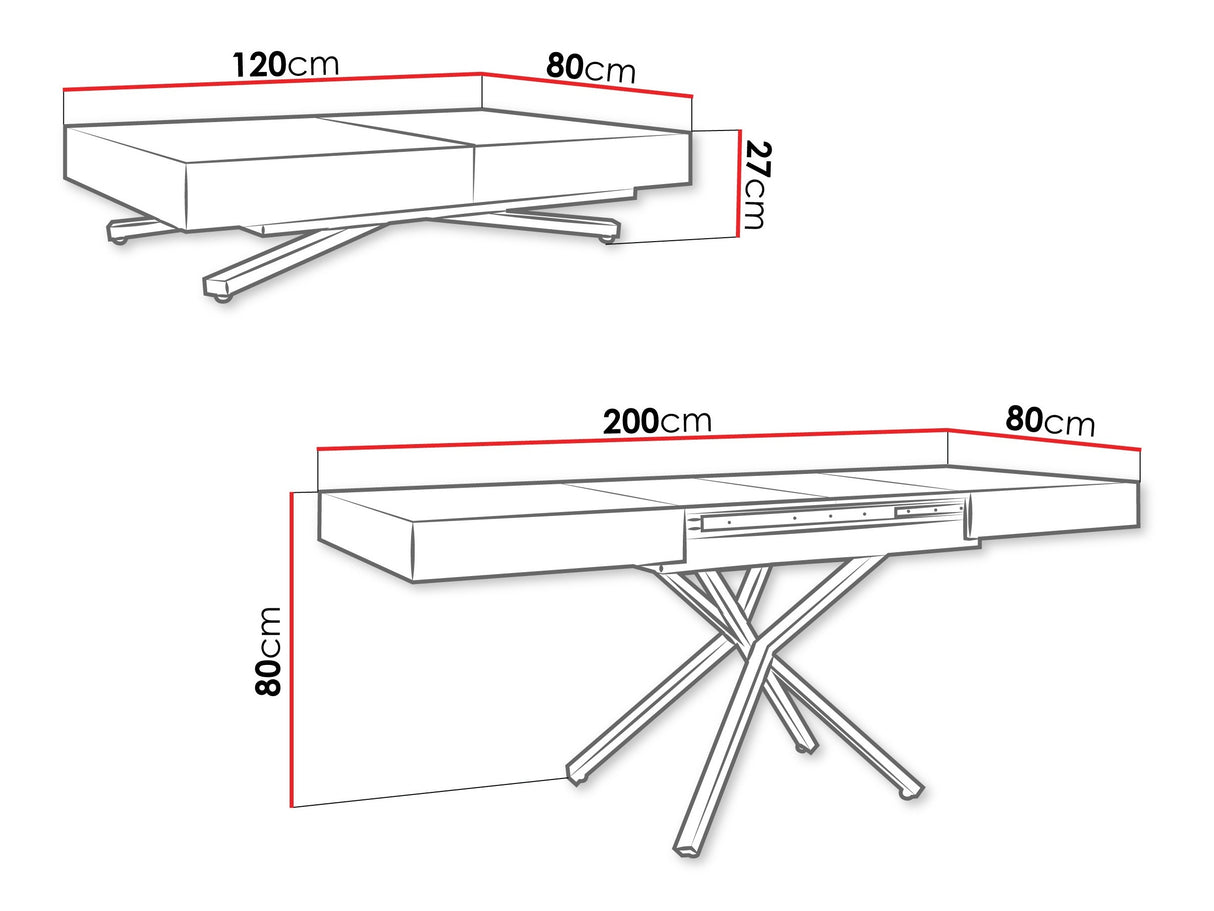 Kihajtható dohányzóasztal SANNA X, színe: Tölgy