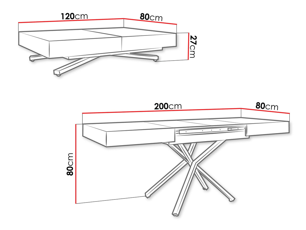 Kihajtható dohányzóasztal SANNA X, színe: Kasmír
