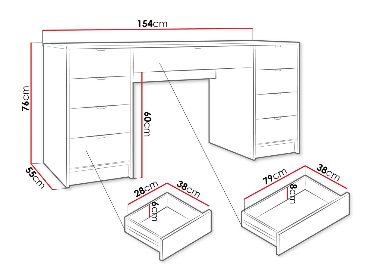 Íróasztal TIRENO BIS, Szín: Tölgy