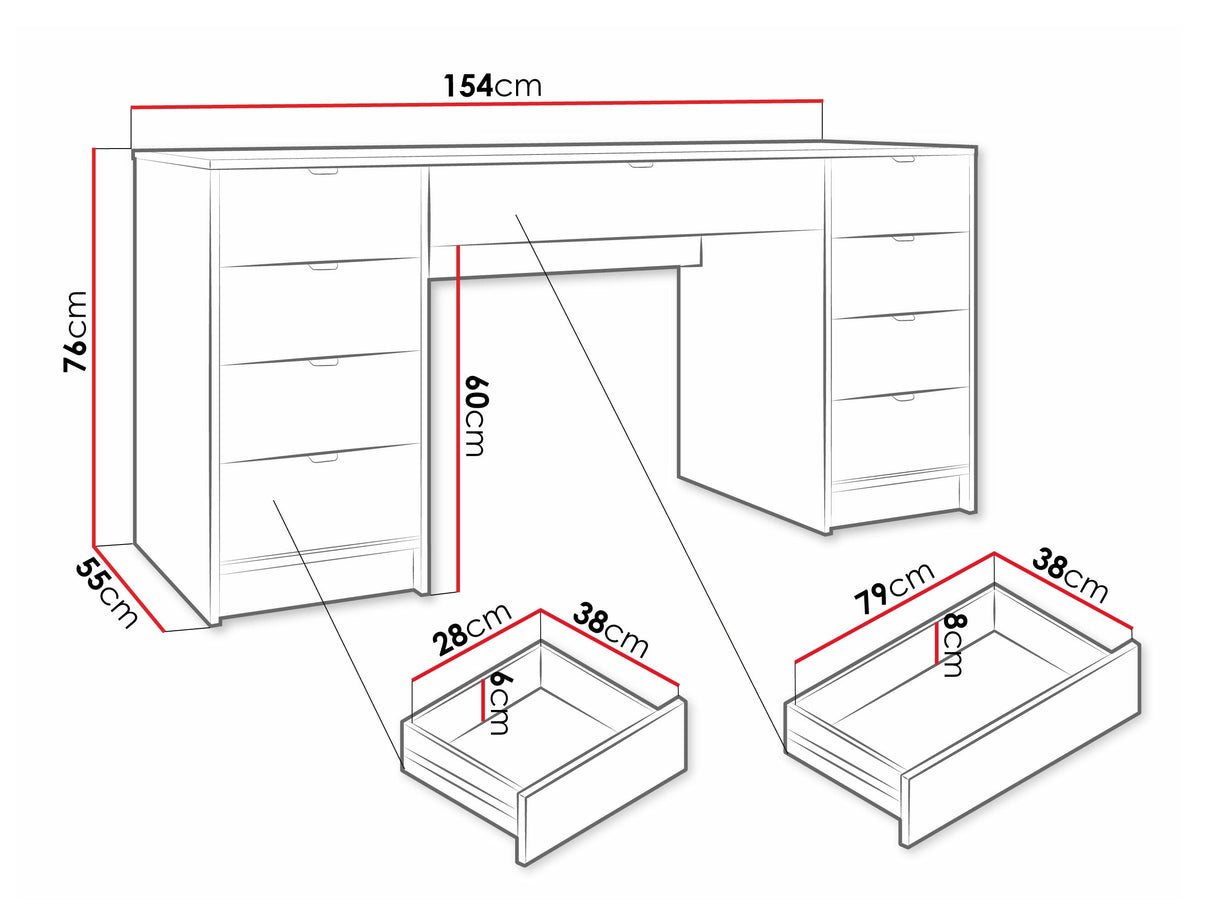 Íróasztal TIRENO BIS, Szín: Fehér 4497304