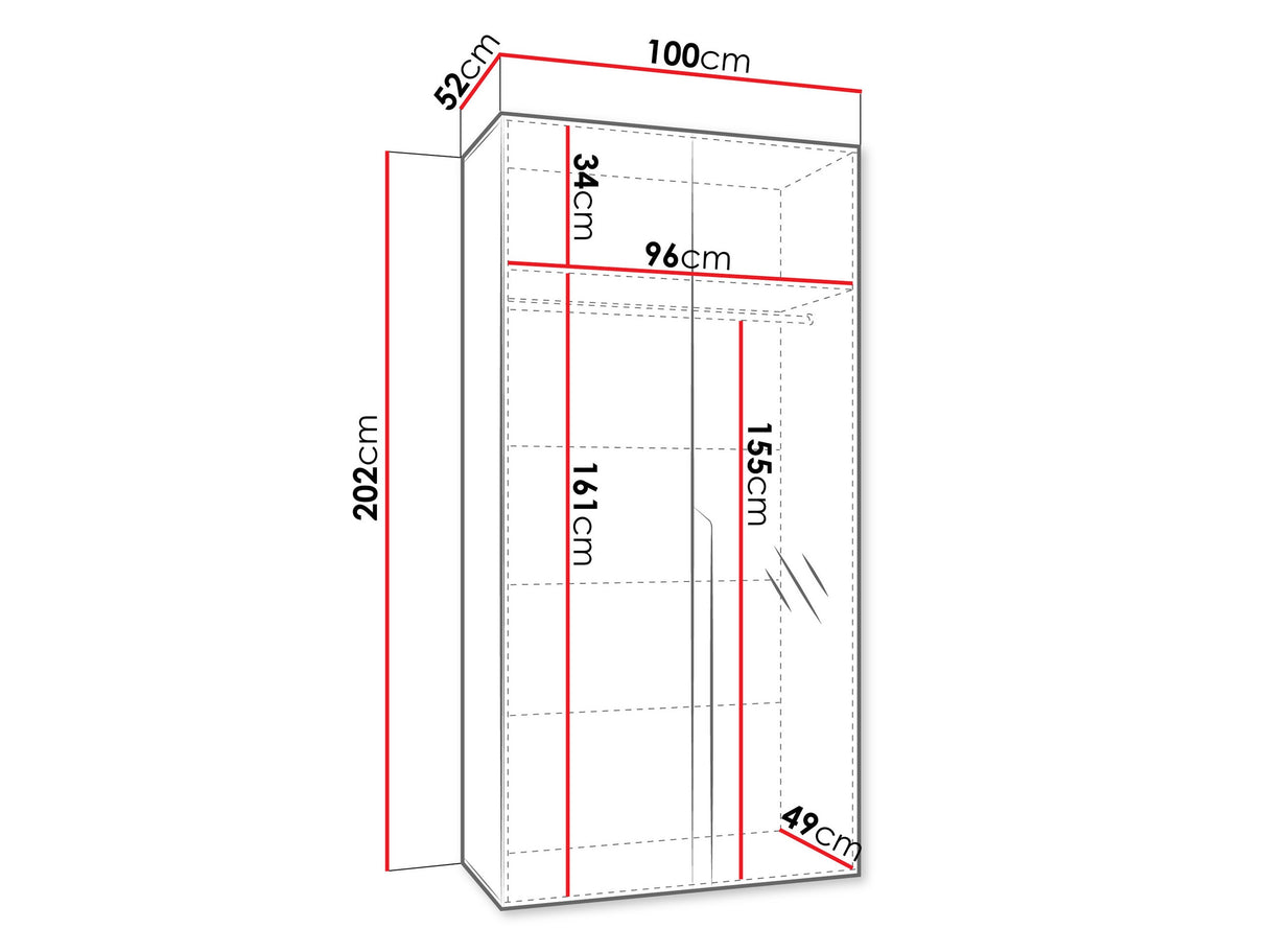 Gardróbszekrény MILA 2 100, Szín: Kasmír, Fogantyú színe: Aranysárga