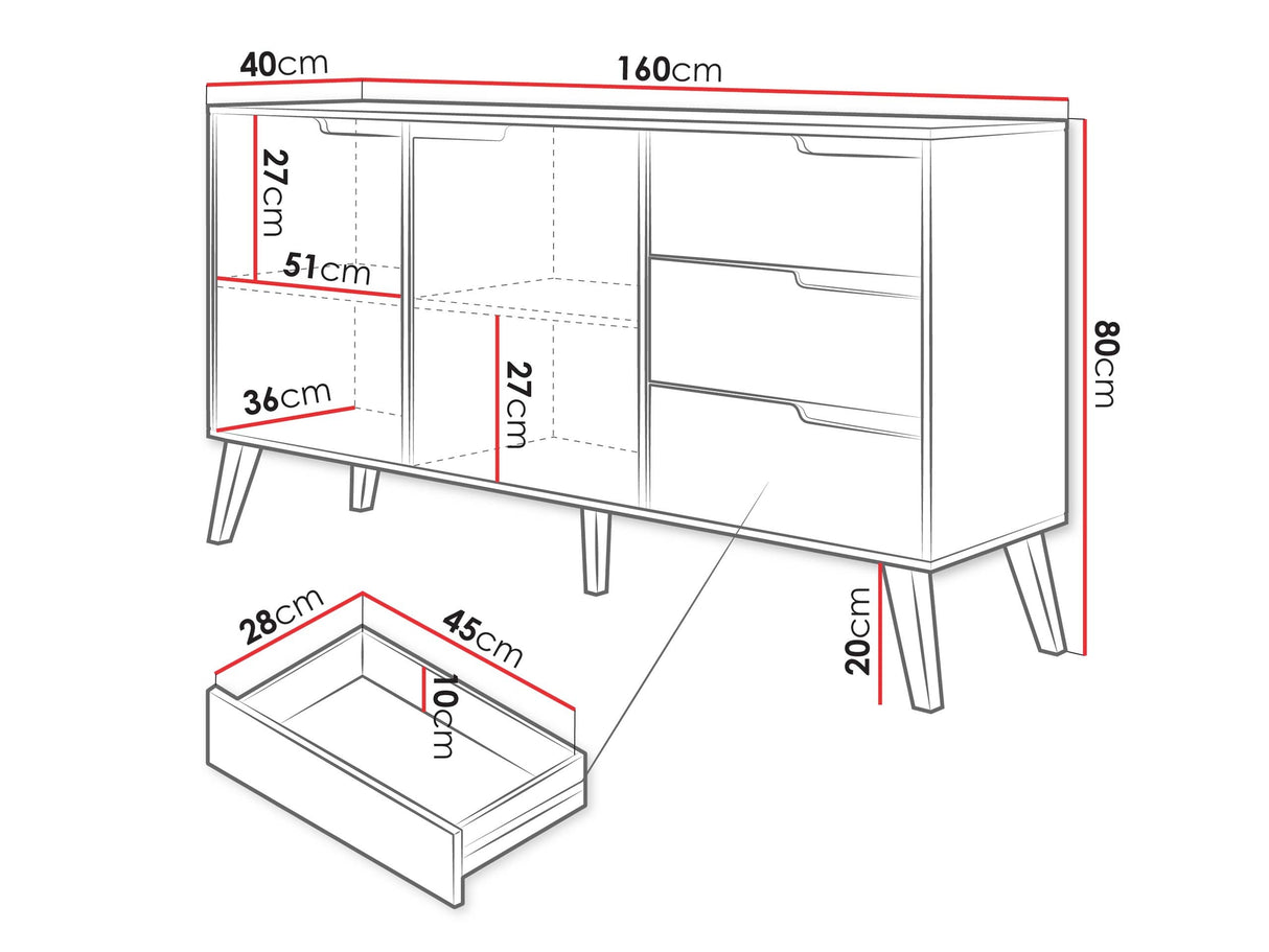 Komód 2D3S NORDELO, Szín: Kasmír