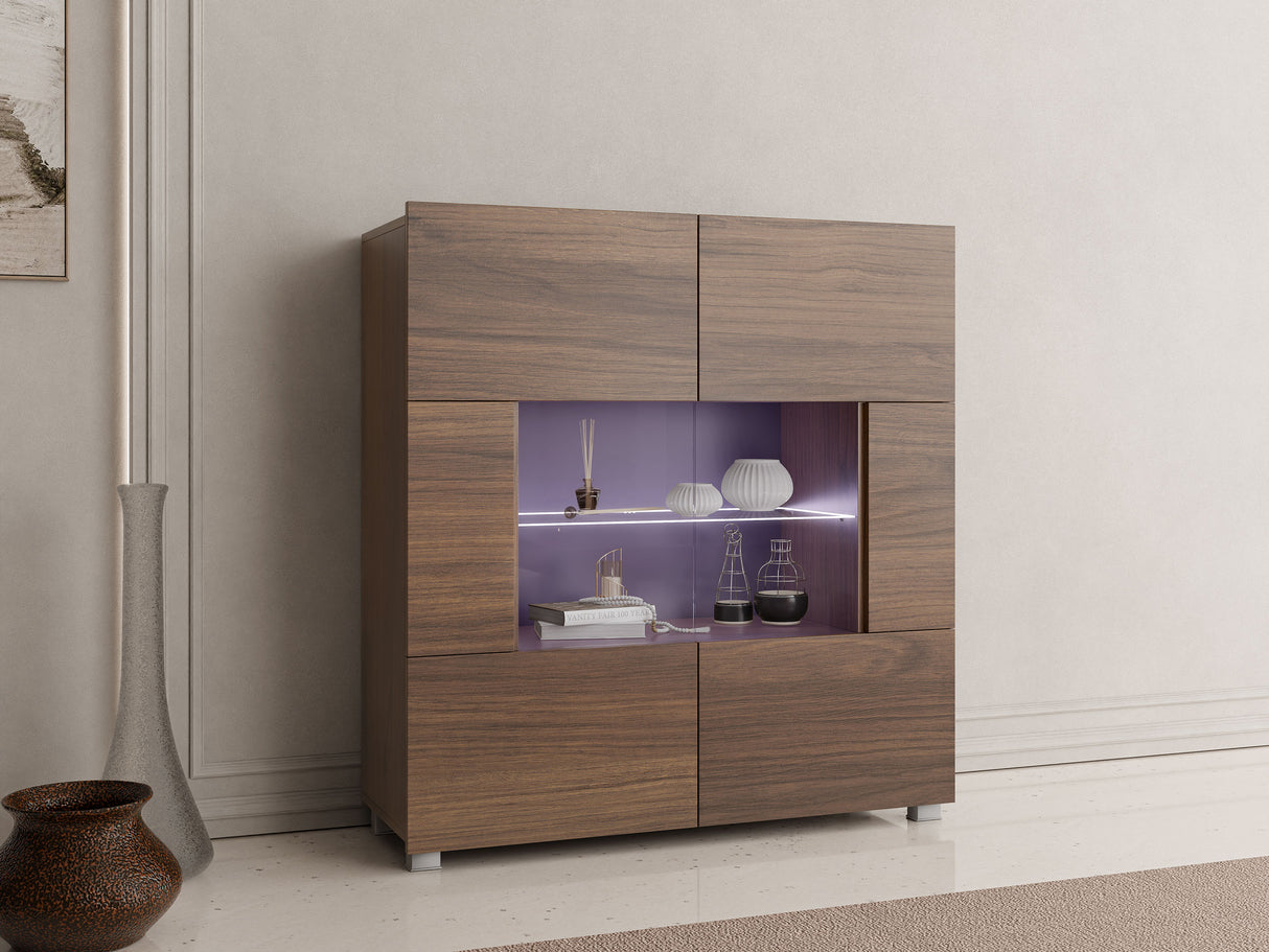 Szekrény Calabrini (Bralani BR01), -világítás: Kék, Szín: Dió