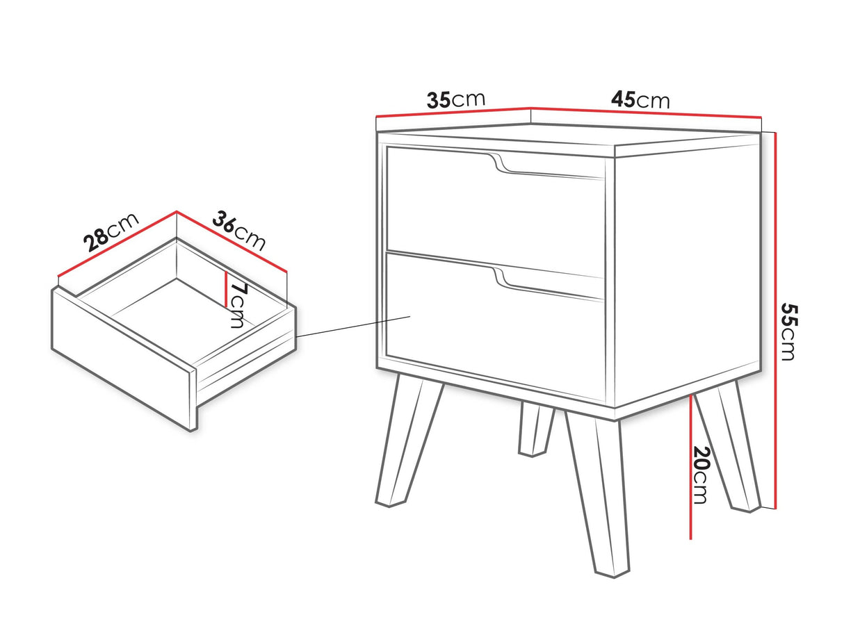 Éjjeliszekrény nemcny NORDELO, Szín: Kasmír, Változatok: Bal