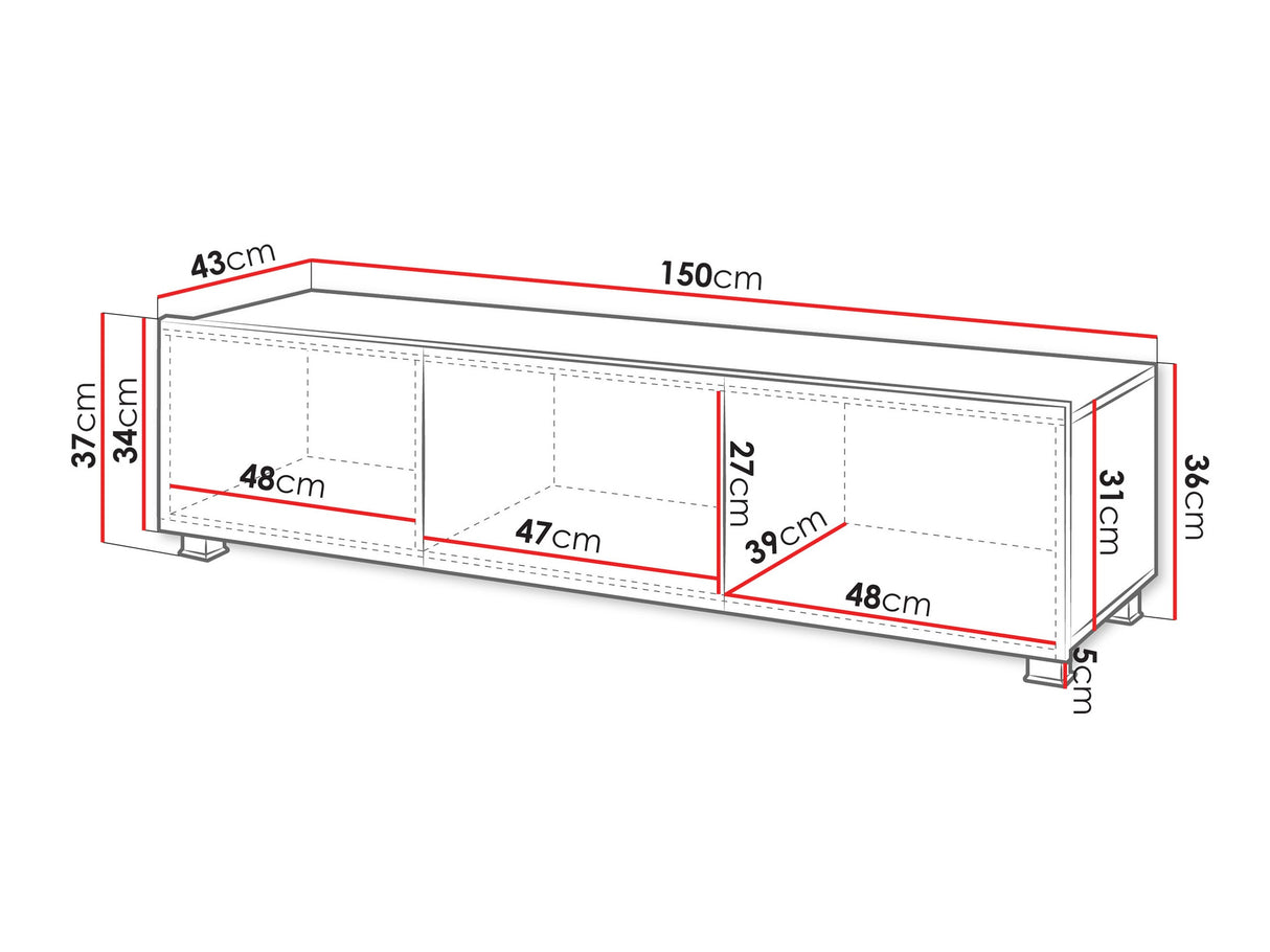 TV-állvány Calabrini 150 (Bralani BR04), Szín: Fehér + Fényes fehér 4508825