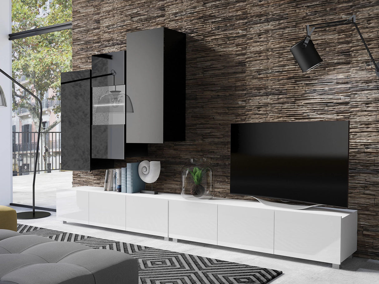 Nappali szett Calabrini (Bralani XVII), -világítás: Fehér, Szín: Fényes fehér + Fényes fekete 4511554