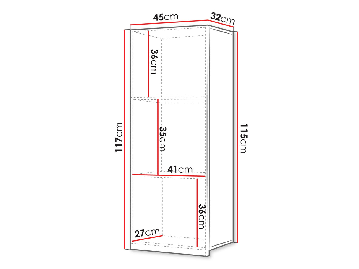 Fali szekrény Calabrini (Bralani BR11), Szín: Fekete + Fényes fekete 4511807