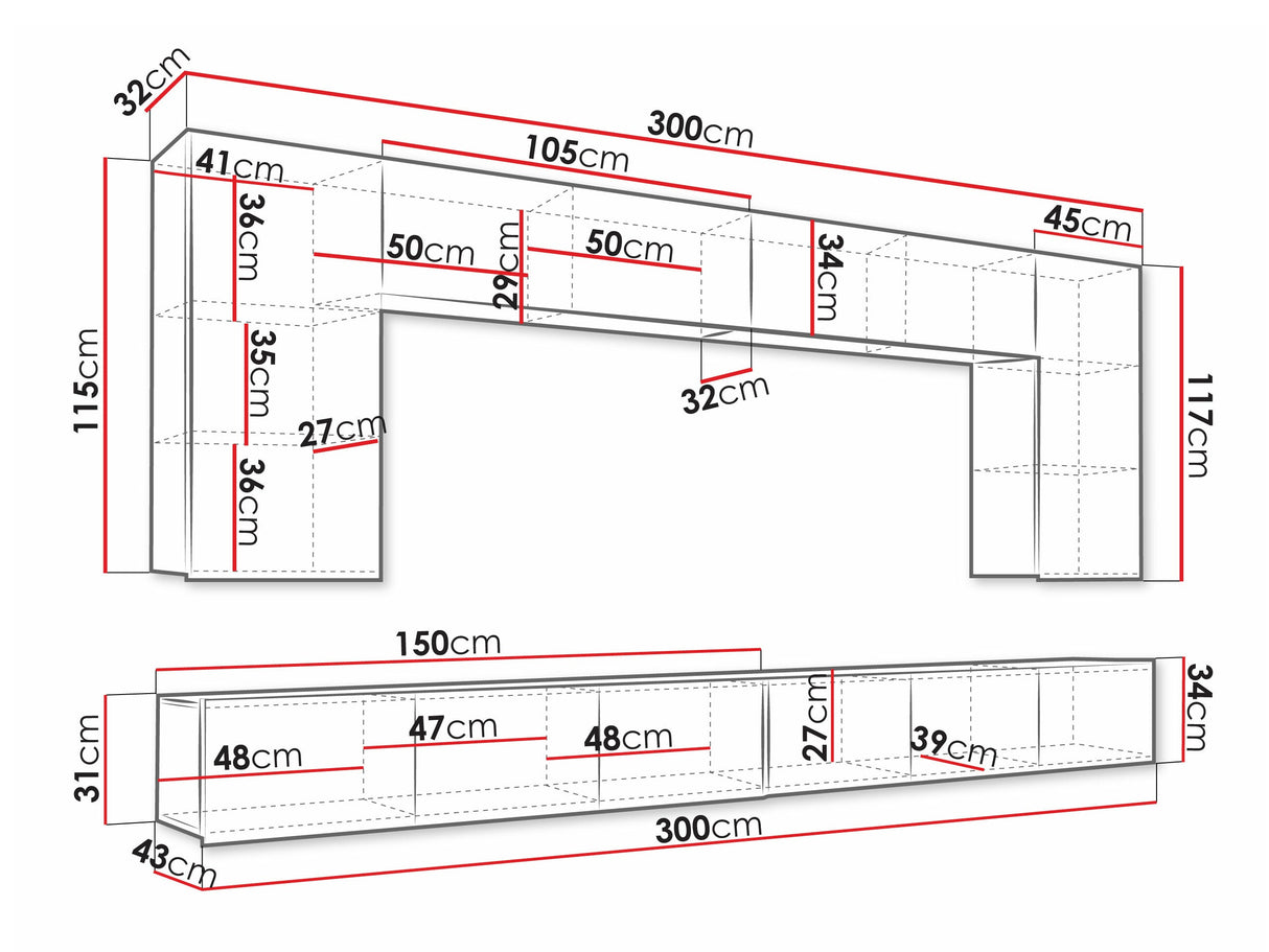 Nappali szett Calabrini (Bralani XIII), Szín: Fehér + Fényes fehér 4511971