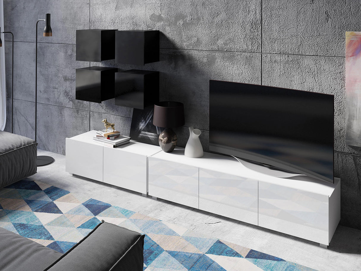 Nappali szett Calabrini (Bralani XVIII), Szín: Fekete + Fényes fekete + Fehér + Fényes fehér 4512202