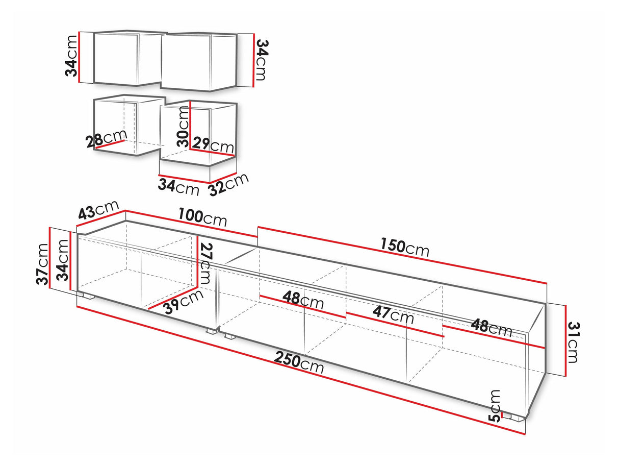 Nappali szett Calabrini (Bralani XVIII), Szín: Fekete + Fényes fekete + Fehér + Fényes fehér 4512206