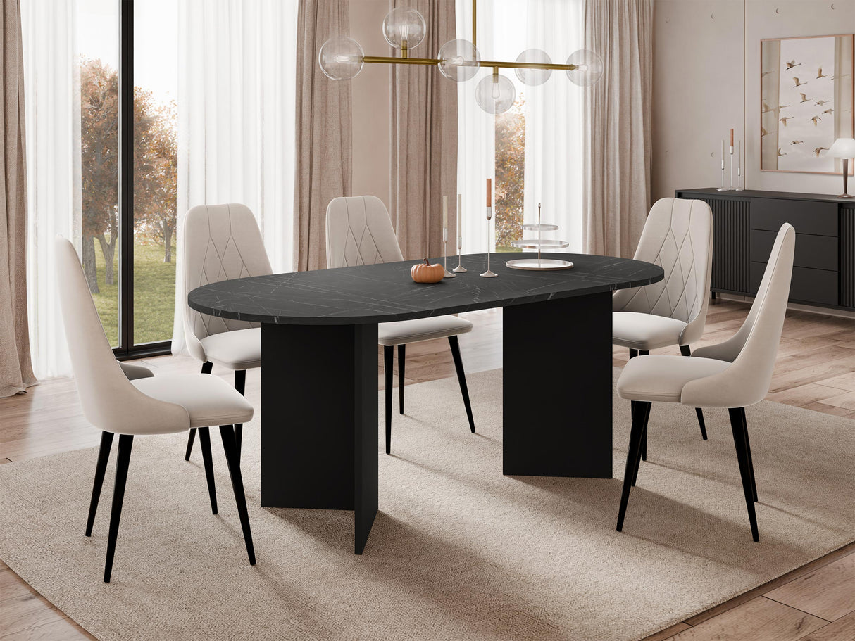 Asztal GELIZO 22 mm, Szín: Fekete márvány + Fekete