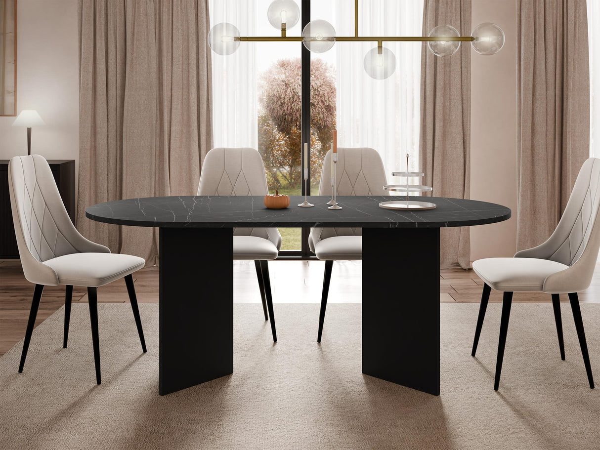 Asztal GELIZO 22 mm, Szín: Fekete márvány + Fekete