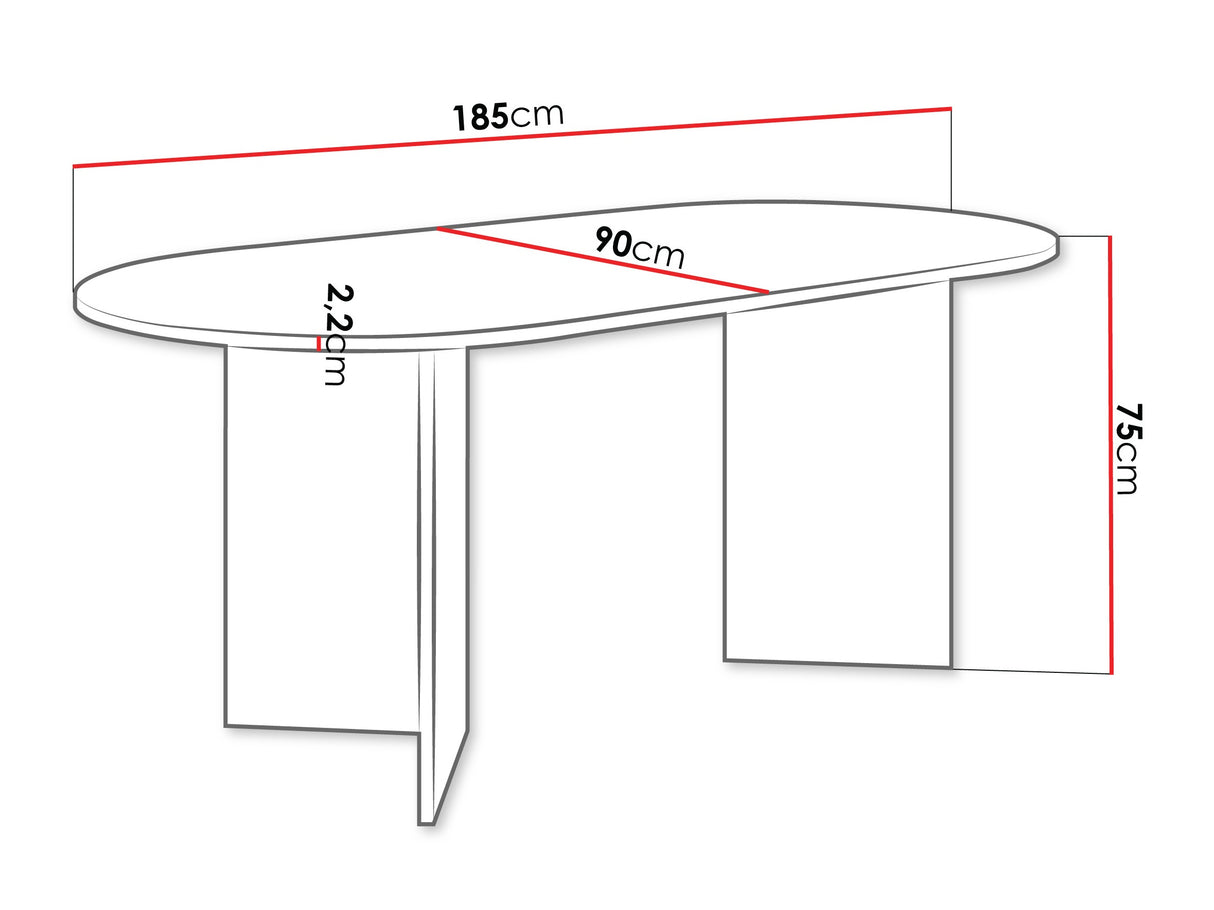 Asztal GELIZO 22 mm, Szín: Fekete márvány + Fekete