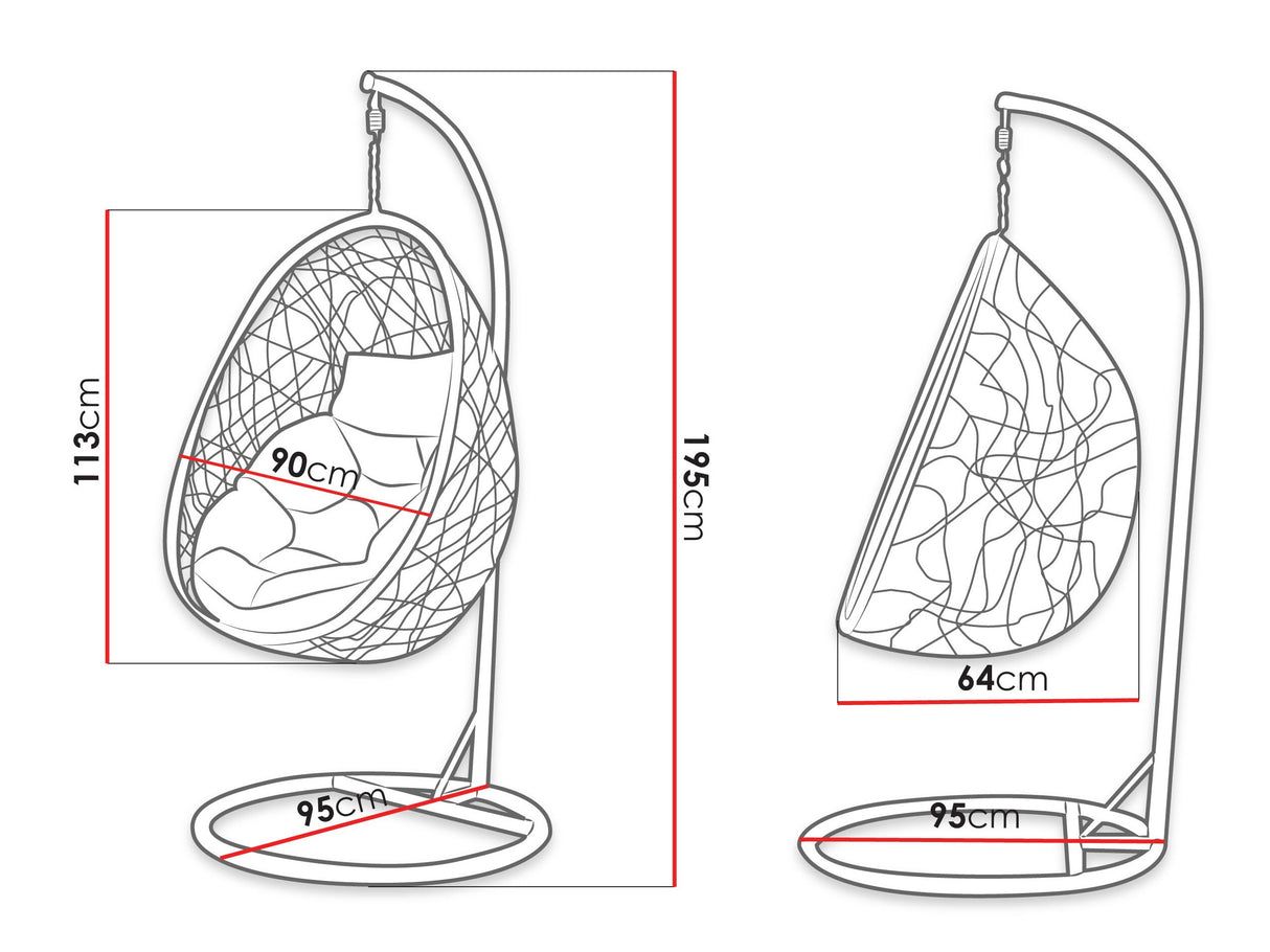 Függőszék wiszący FOGO MUZ-1175, Szín: Sötétszürke + Szürke 4535025