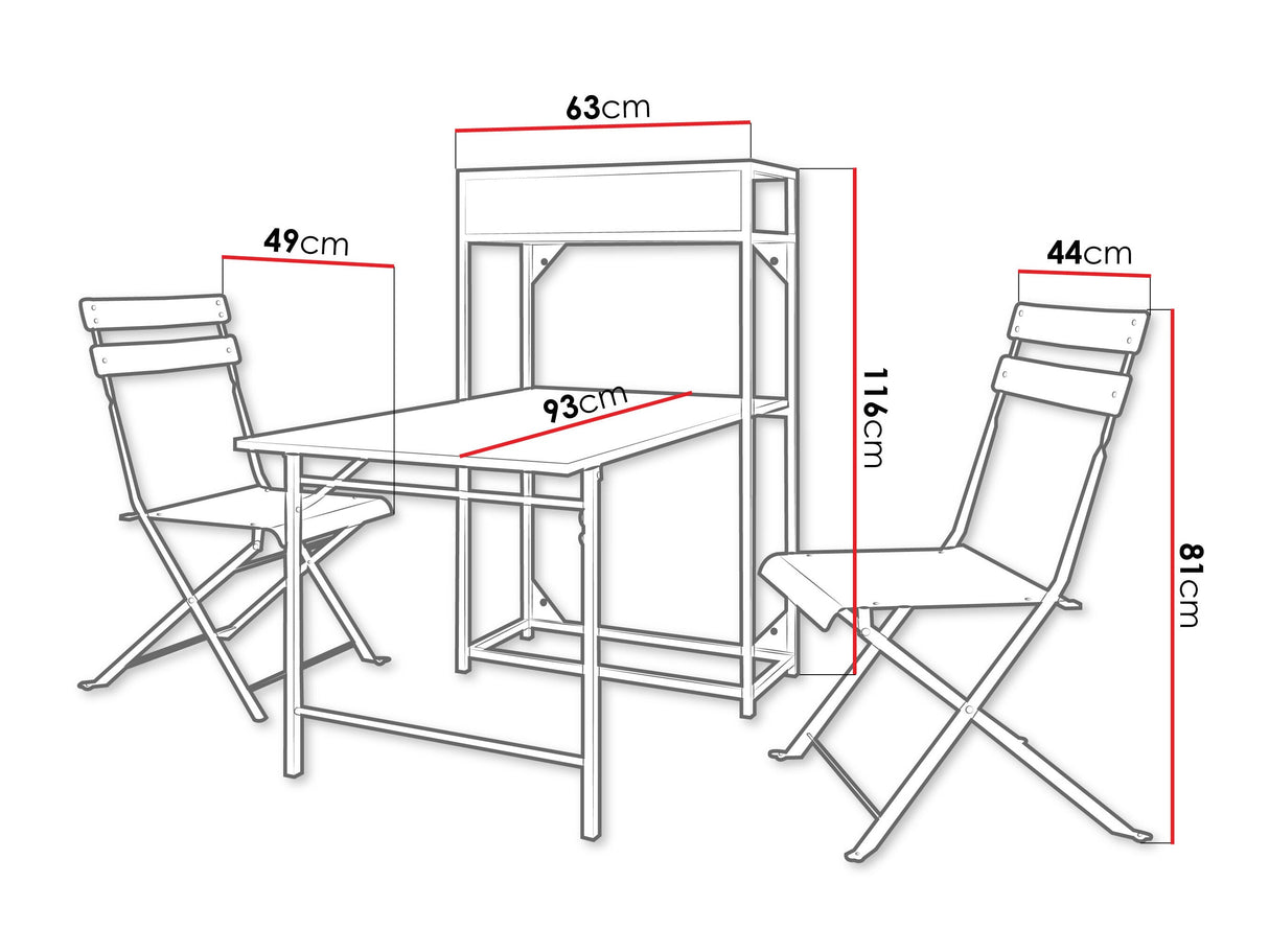 Erkélybútor-készlet owy na balkon TOURRA, Szín: Fekete 4540557