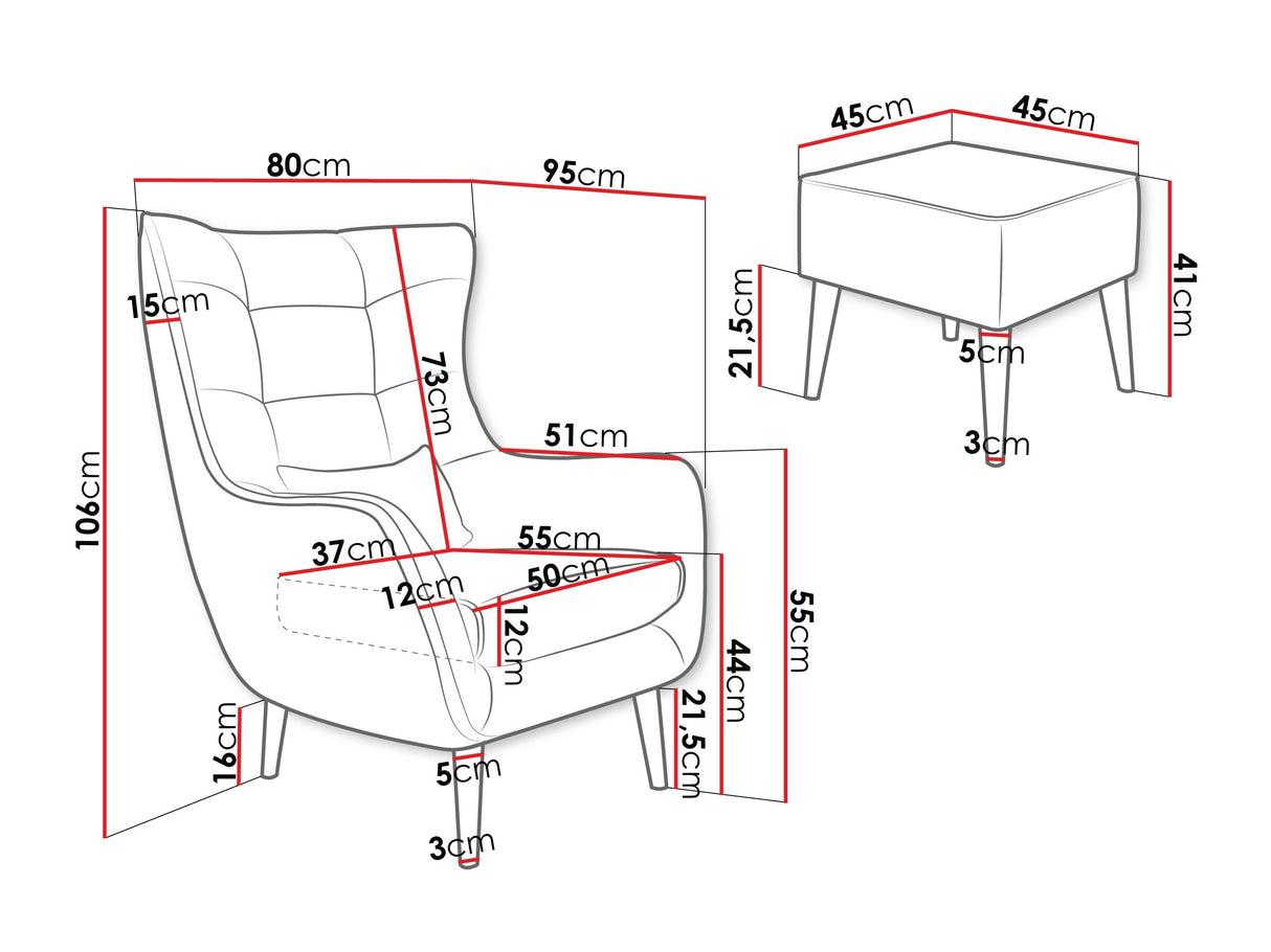 Fotel ESTJANO z podnóżkiem, Szín: Lambi 06