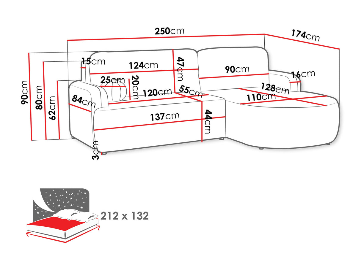 Sarokkanapé LORIDU, Szín: Margo 227.09, Változatok: Jobb
