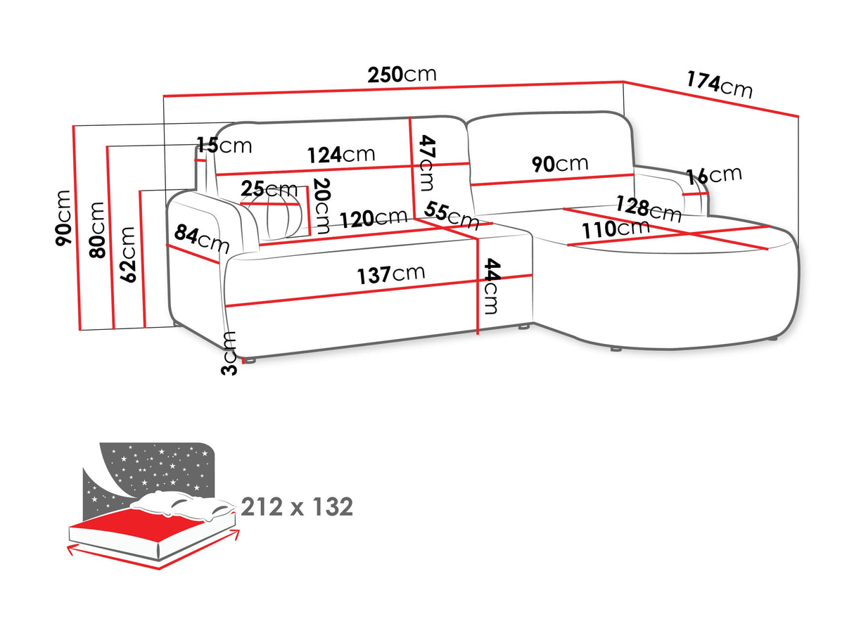 Sarokkanapé LORIDU, Szín: Lambi 07, Változatok: Jobb