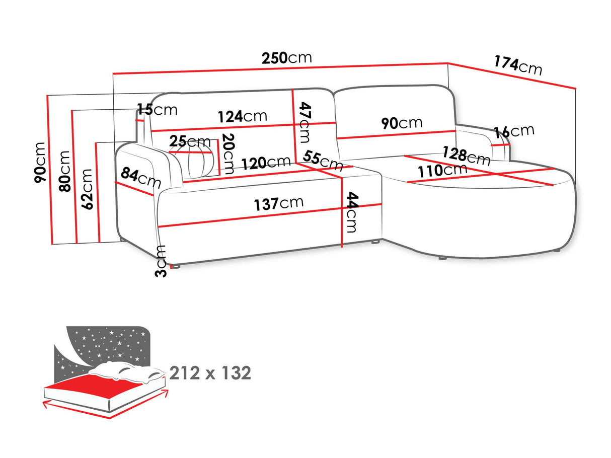 Sarokkanapé LORIDU, Szín: Poso 06, Változatok: Jobb