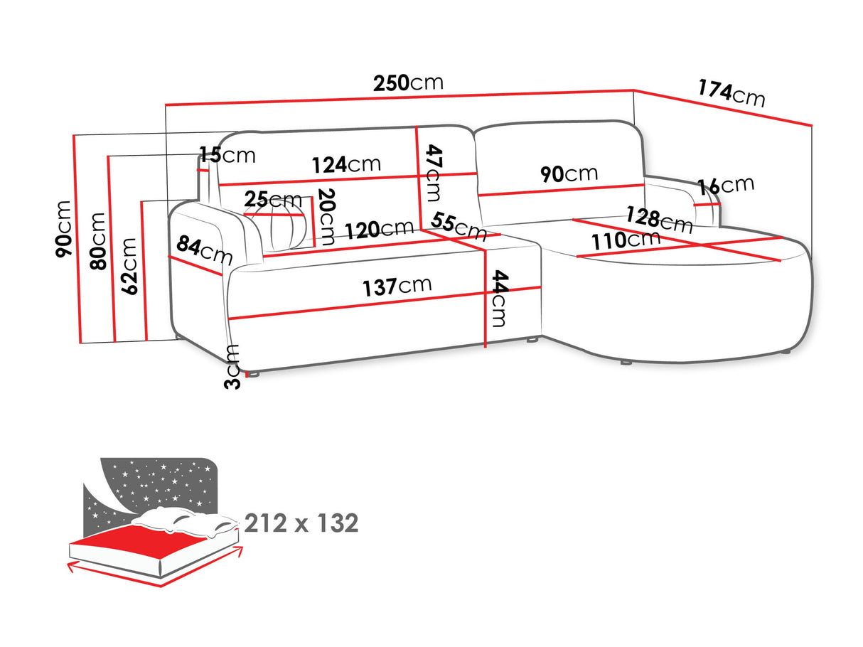 Sarokkanapé LORIDU, Szín: Poso 52, Változatok: Jobb