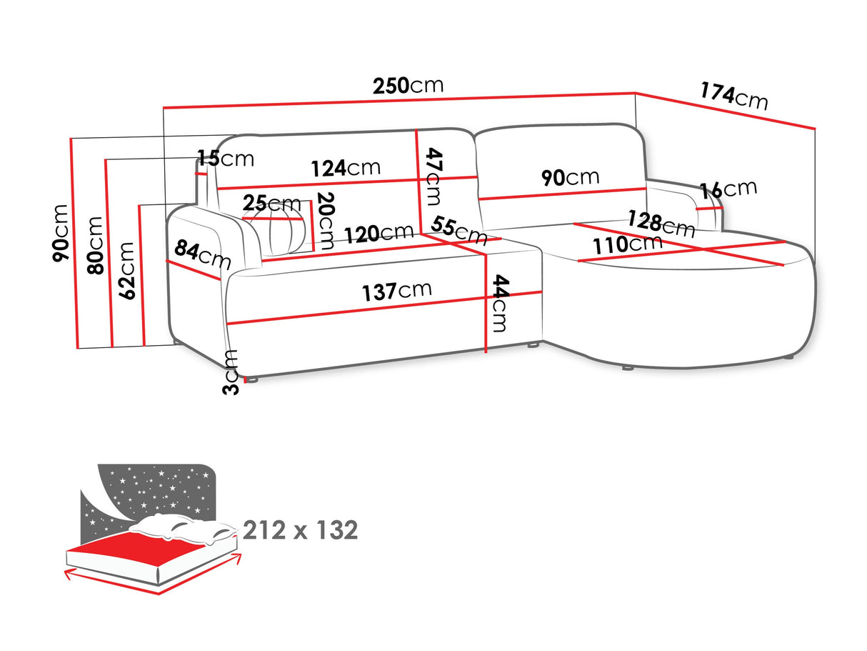 Sarokkanapé LORIDU, Szín: Poso 100, Változatok: Jobb