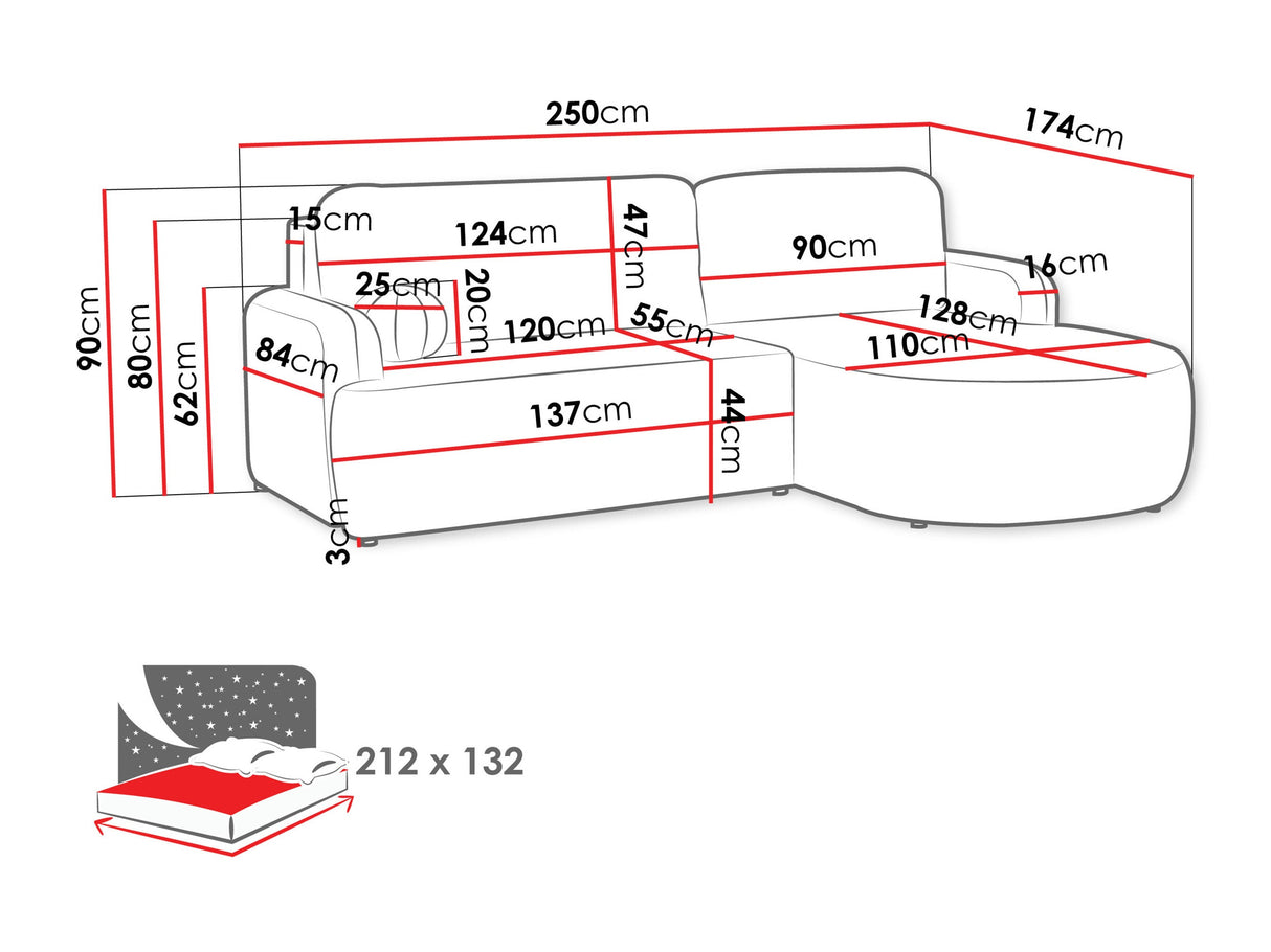 Sarokkanapé LORIDU, Szín: Poso 110, Változatok: Bal
