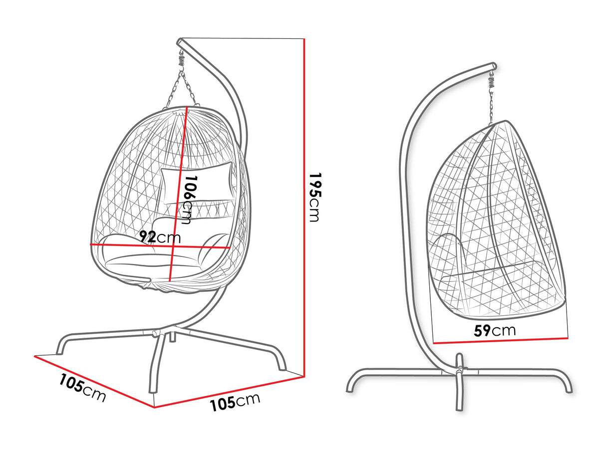 Függőszék wiszący LIWEBO FD4000800, Szín: Sötétszürke + Fekete