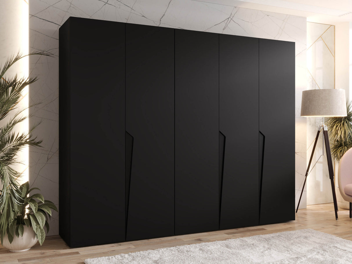 Gardróbszekrény PIANO 1 250, Szín: Fekete, Fogantyú színe: Fekete