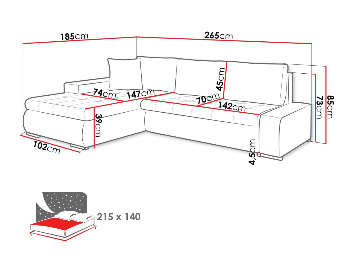 Sarokkanapé Orkan Mini (Herkules Mini) Toptextil, Szín: Abriamo 03
