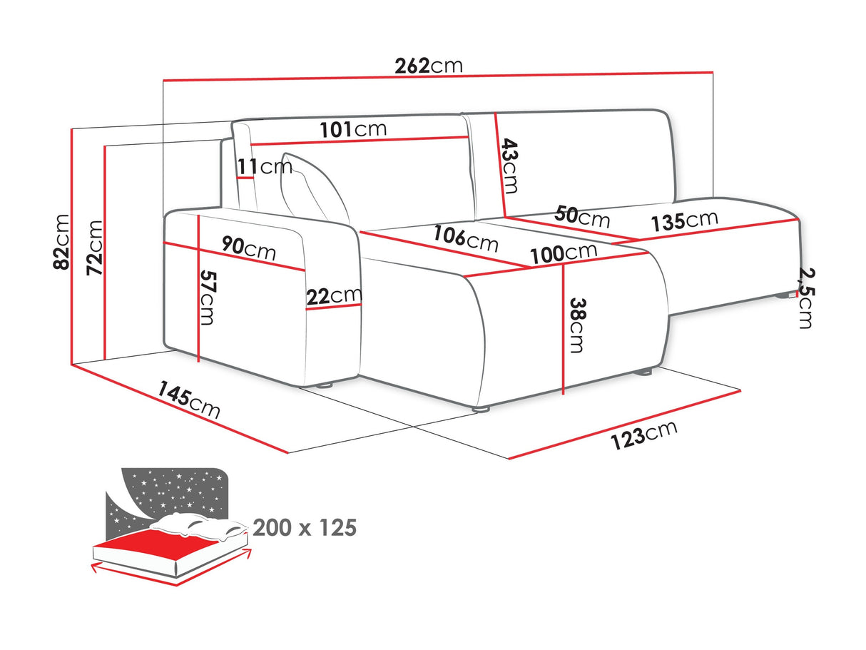 Sarokkanapé PIANO O, Szín: Poso 14, Változatok: Bal