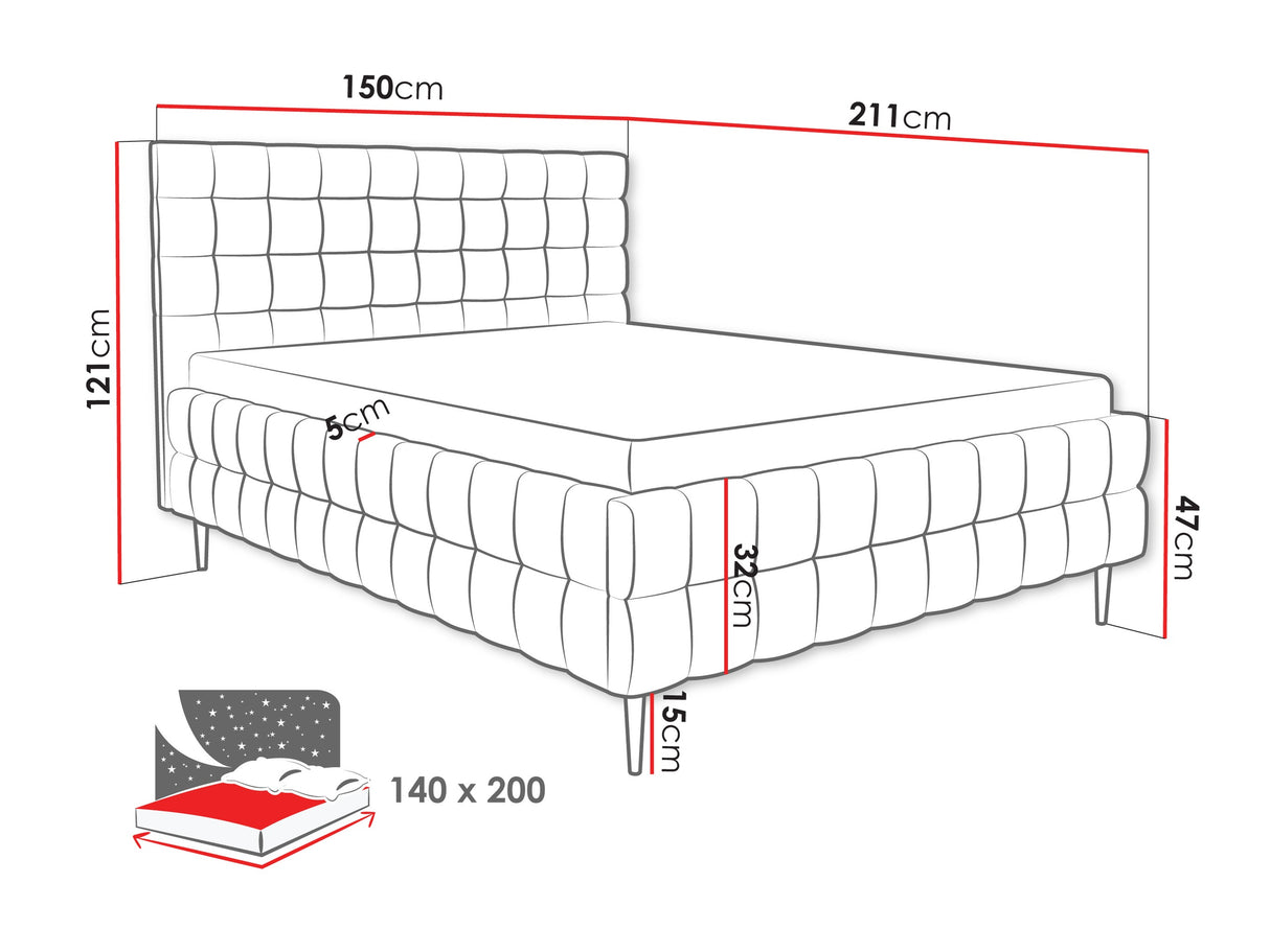 Ágy ARDEA LEG, Szín: Fresh 11, Alvó felület mérete: 140 x 200 cm