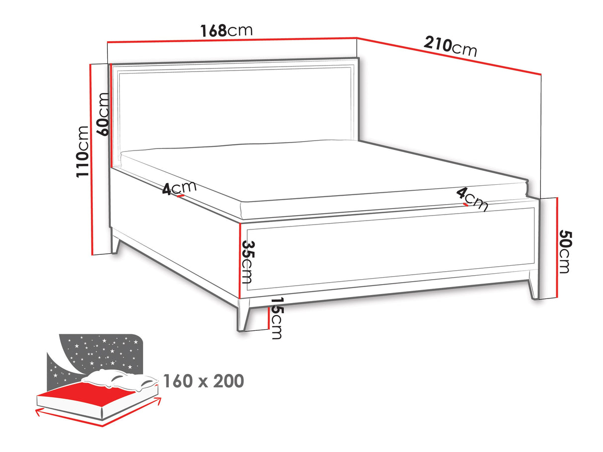 Ágy z iem WINDSOR W-16/17 Kasmír, Alvó felület mérete: 160 x 200 cm