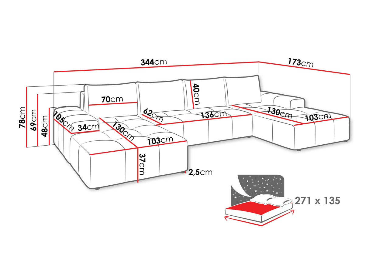 Sarokkanapé TONSEO U, Szín: Otto 55
